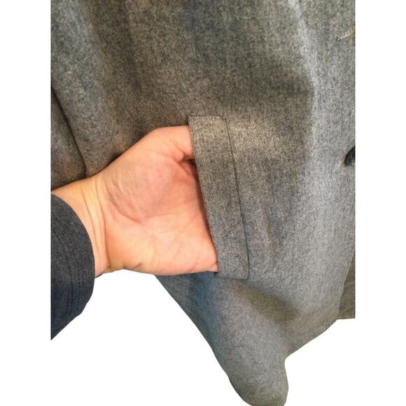 Vtg Womens Wool Long Line Pea Coat Size M L Grey Classic Quiet Luxury Preppy - Picture 7 of 10